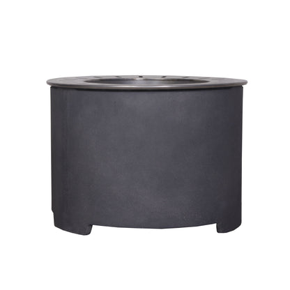 Concrete Smokeless Fire Pit with Wind Guard (20.5" x 20.5" x 15"), Black/Silver