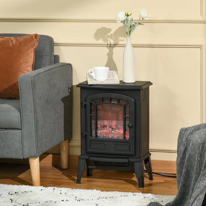 22" Black Electric Fireplace Heater with Adjustable Flame