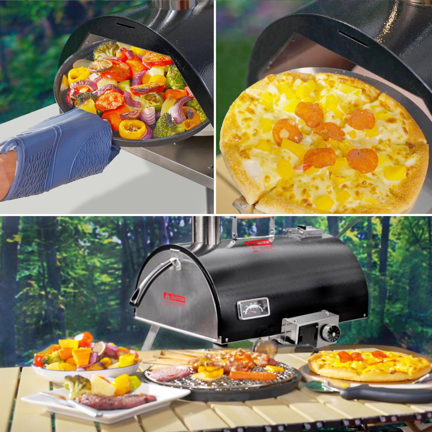 Automatic Rotatable Outdoor Pizza Oven, Portable (26.8" x 15" x 28.5")