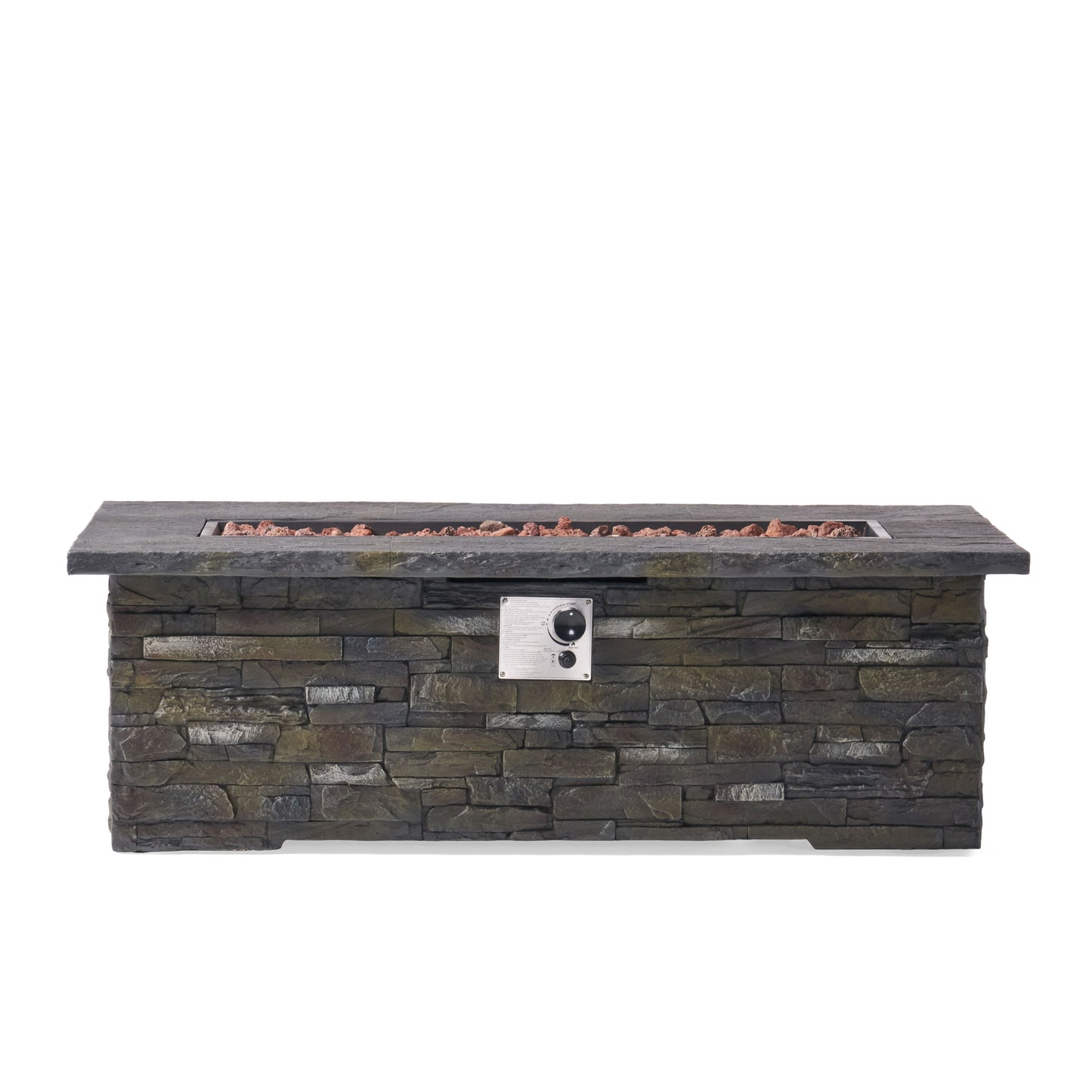 Concrete Fire Table, Rectangle Gas Burning Fire Pit, Grey (56" x 26.25" x 18.75")