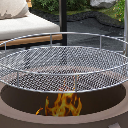 2-in-1 Smokeless Fire Pit and BBQ Grill (19" Dia x 16.5" H), Brown