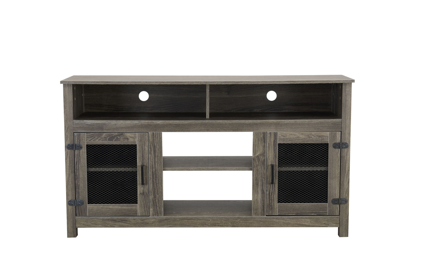 58" Modern Farmhouse TV Stand with Electric Fireplace, Grey