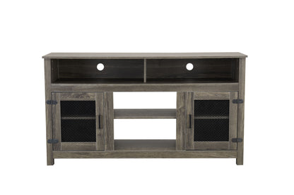 58" Modern Farmhouse TV Stand with Electric Fireplace, Grey