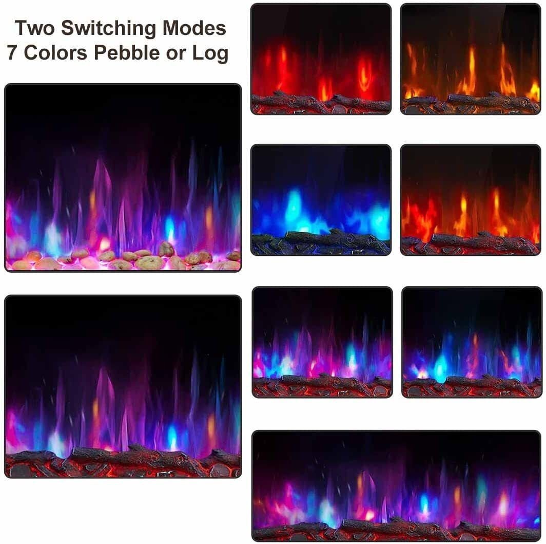 39" Wall Mounted Electric Fireplace w/ Remote 2 Switching Modes