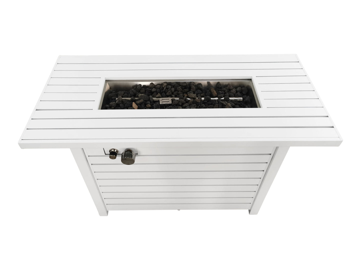 White Outdoor Fire Pit Table with Lid, 50,000 BTU (42" W x 20" H x 25" D)