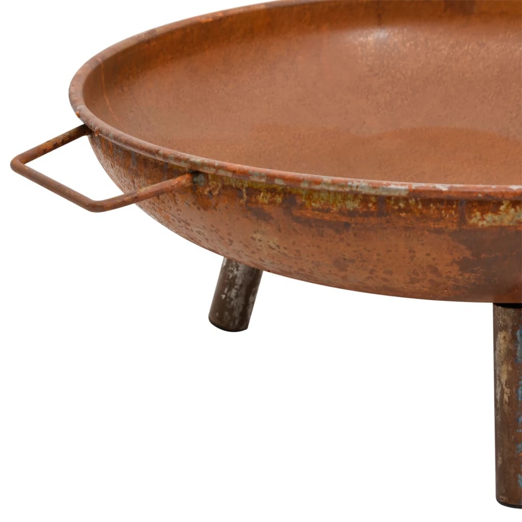 26.6" Steel Fire Pit, (26.6" x 22.8" x 8.9"), Rustic Brown