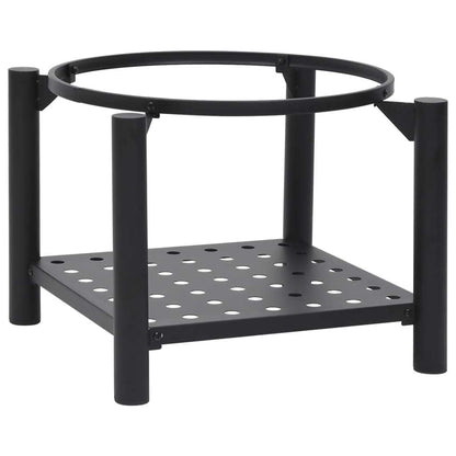 21.3" Steel Fire Pit with Log Holder (21.3" x 21.3" x 21.7"), Black