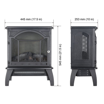 18" 3D Flame Electric Infrared Quartz Fireplace Stove with Remote Control, Antique Black