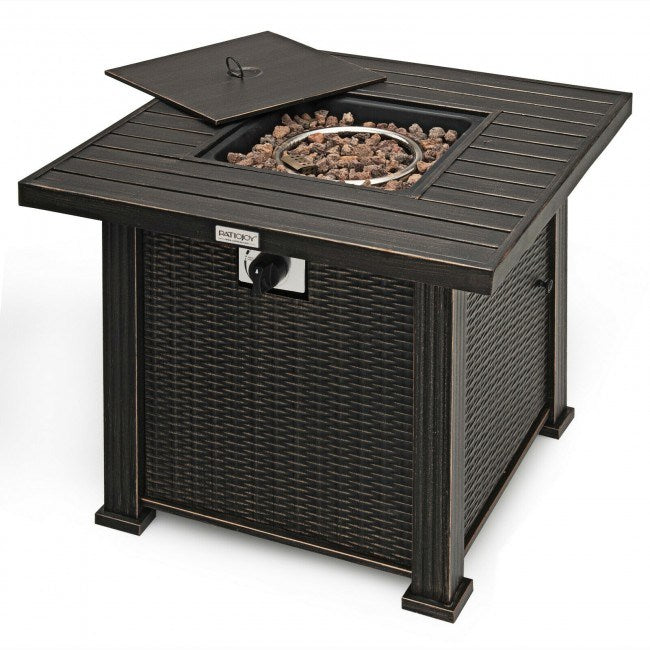 Square Propane Gas Fire Pit Table with Table Cover, 50000 BTU  (30" x 30" x 25")