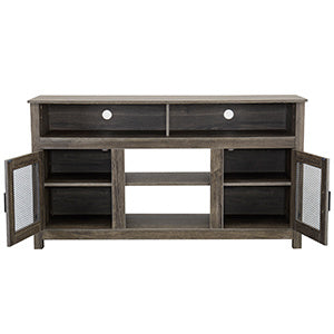 58" Modern Farmhouse TV Stand with Electric Fireplace, Grey