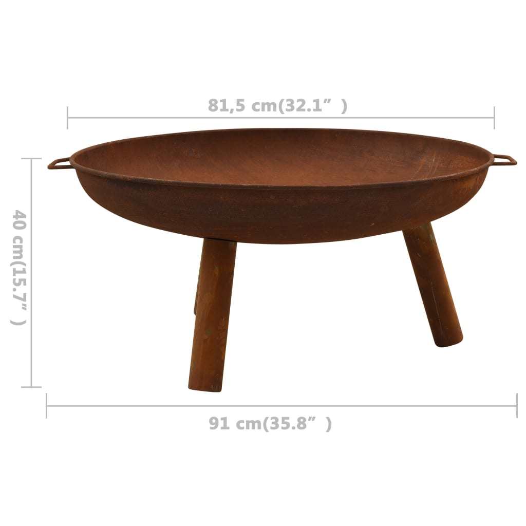 35.8" Steel Fire Pit, (35.8" x 32.1" x 15.7"), Brown