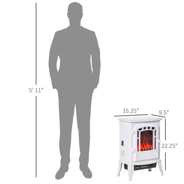 22" White Electric Fireplace Heater with Adjustable Heating Modes