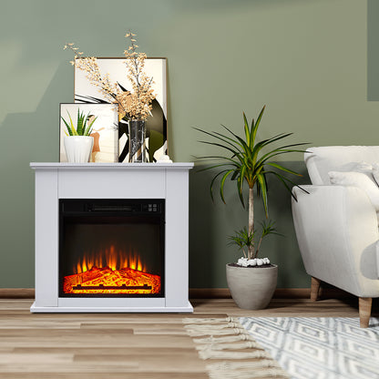 25" 1400W Electric Fireplace Mantel Heater, Freestanding Space Stove with Remote Control & Realistic Flames