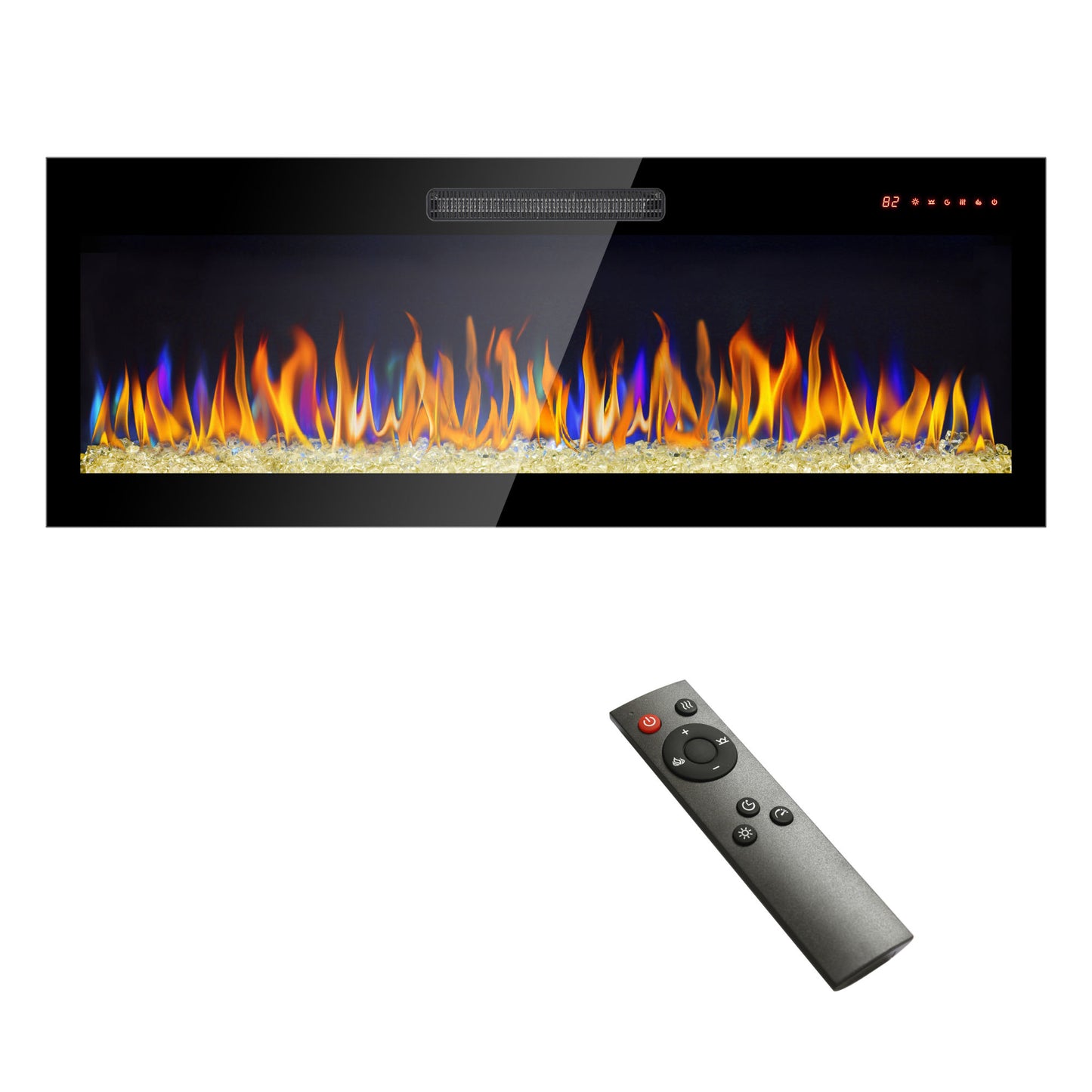 50" Recessed Ultra-Thin Electric Fireplace with Remote and Multi-Color Flame