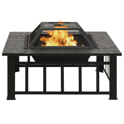 31.9" Garden Steel Fire Pit with Poker 31.9"x31.9"x18.5" XXL, Black