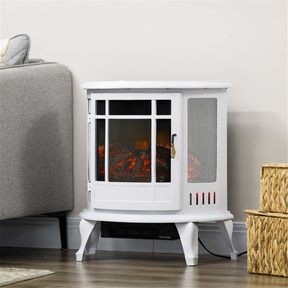 22" Freestanding Electric Fireplace Heater, White