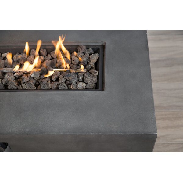 Concrete Propane/Natural Gas Fire Pit Table - Dark, 50,000 BTU (16" W x 42" L x 20" H)