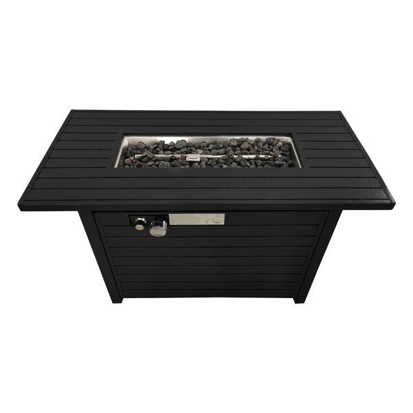 Steel Outdoor Fire Pit Table with Lid - Black, 50,000 BTU (54" L x 20" W x 16" H)