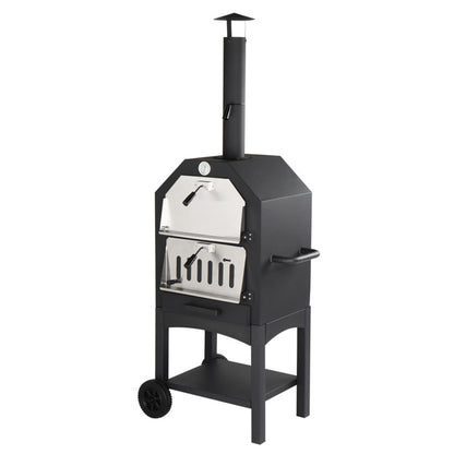 Portable Wood Fired Outdoor Pizza Oven with Stone and Cover (26" x 22.4" x 62.2")