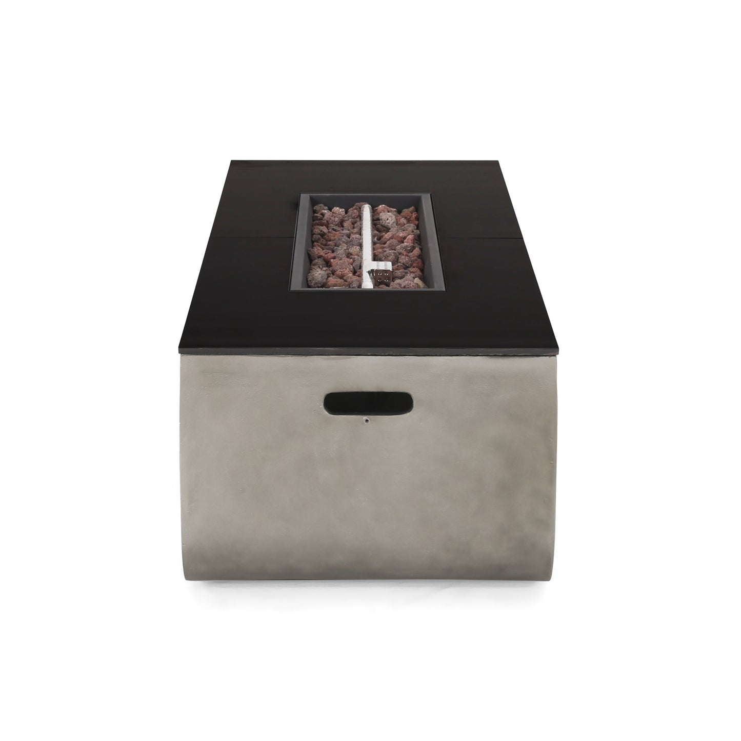 Rectangle Concrete Fire Pit Table, 50,000 BTU, Light Gray and Black (56" W x 20" H x 15" D)