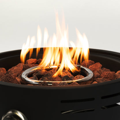 15" Portable Tabletop Cooking Fire Pit with Adjustable Flame, Black