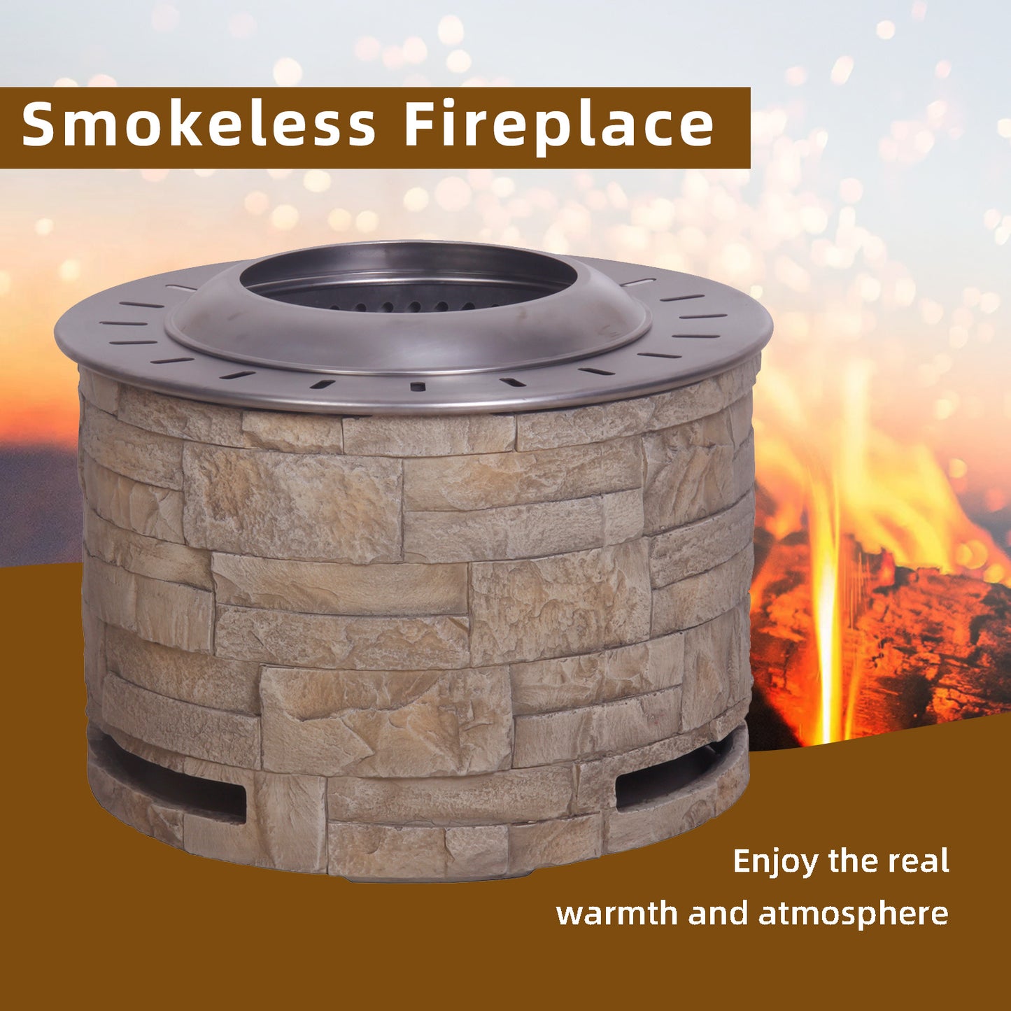 Stackstone Look Smokeless Firepit (20.5" x 20.5" x 15")