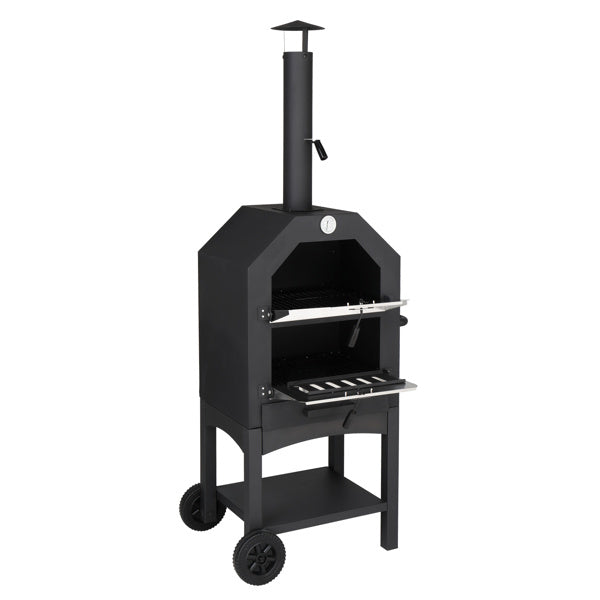 Portable Wood Fired Outdoor Pizza Oven with Stone and Cover (26" x 22.4" x 62.2")