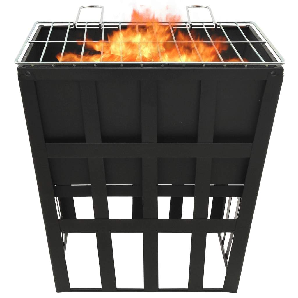 34" Steel Fire Pit with Cooking Grid & Charcoal Grill (34" x 34" x 18.9"), Black