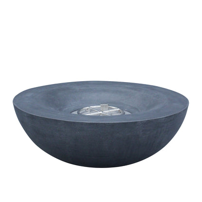 42" Modern Black & Gray Concrete Fire Pit Bowl with Adjustable Feet and Fabric Cover