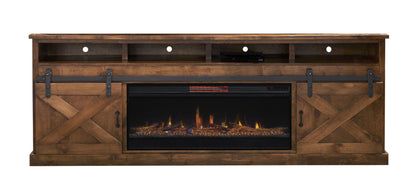 93" Farmhouse Electric Fireplace Center for TVs up to 100 inches, Minimal Assembly, Aged Whiskey Finish