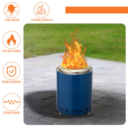 Portable Smokeless Fire Pit, (7.1" W x 7.1" D x 9.7" H), Blue