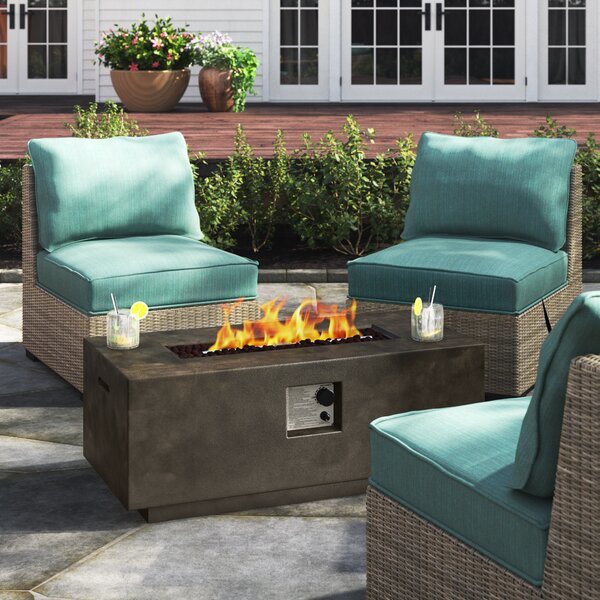 Concrete Propane/Natural Gas Fire Pit Table - Dark, 50,000 BTU (16" W x 42" L x 20" H)