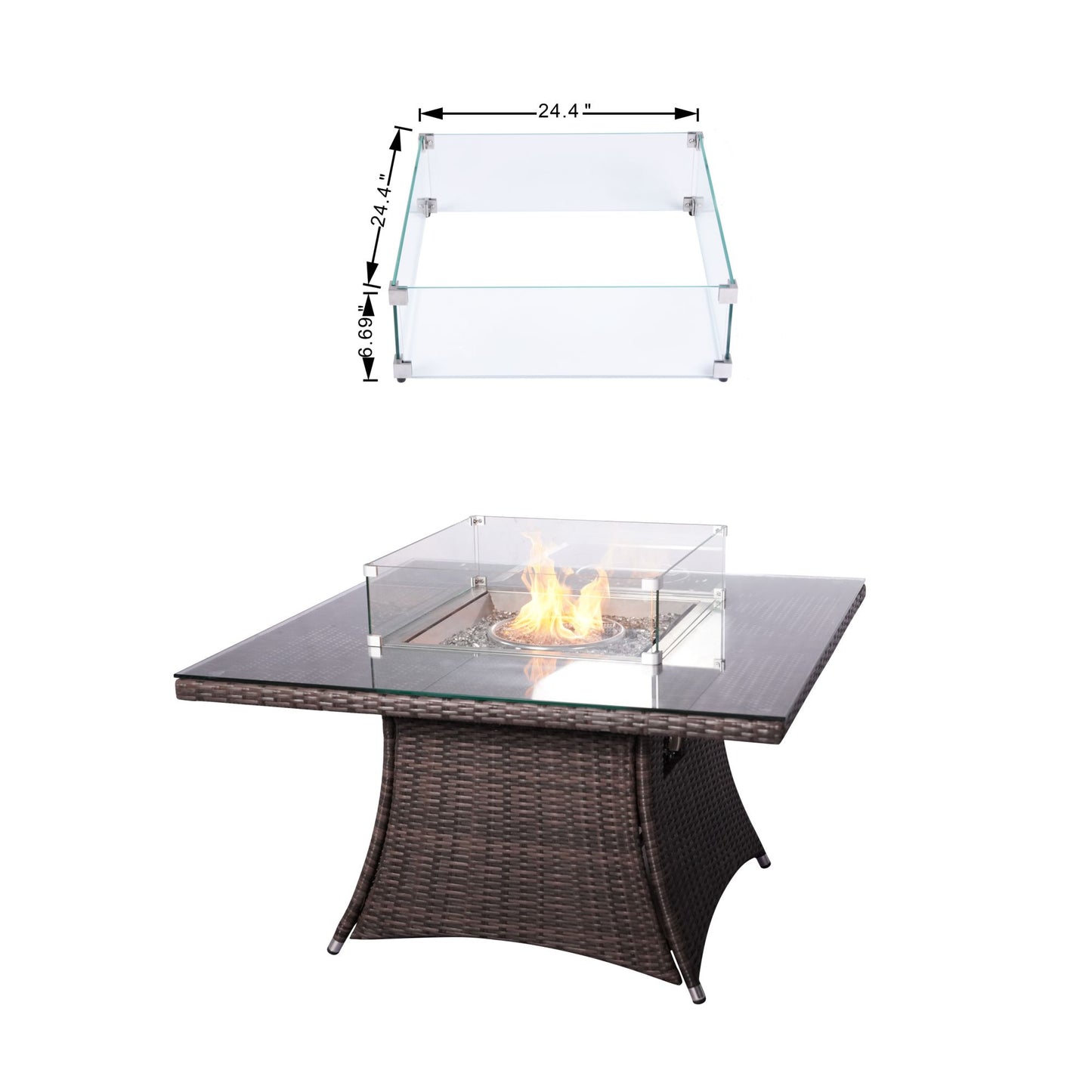 47" Wicker Outdoor Rattan 50,000BTU Propane Gas Fire Pit Table