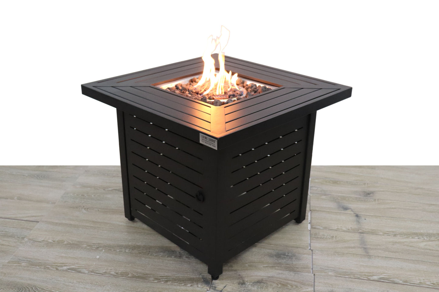 Steel Propane/Natural Gas Charcoal Gray, Square Fire Pit Table (30" W x 30" D x 25" H)