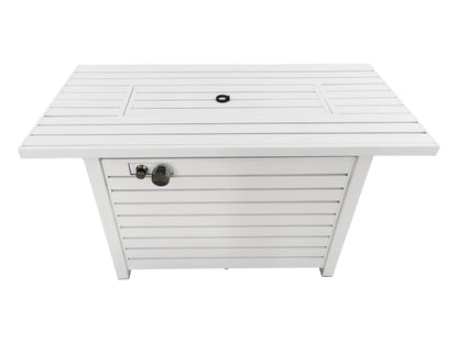 White Outdoor Fire Pit Table with Lid, 50,000 BTU (42" W x 20" H x 25" D)