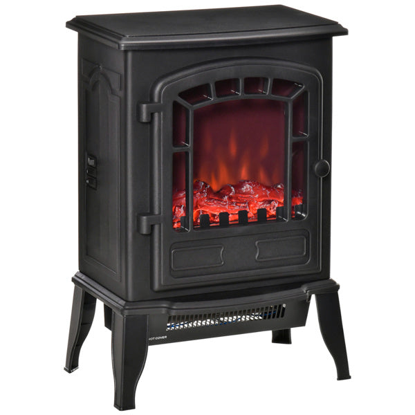 22" Black Electric Fireplace Heater with Adjustable Flame