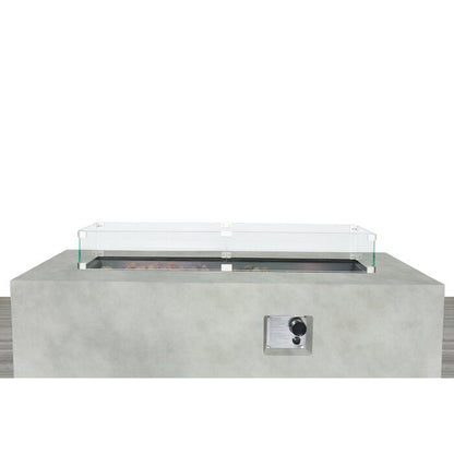 Fiber Reinforced White Concrete Outdoor Fire Pit Table (42" W x 16" H x 20" D)