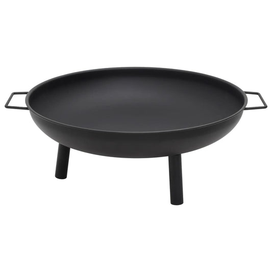 26.6" Steel Fire Pit  w/ Carrying Handles (26.6" x 22.8" x 8.9"), Black