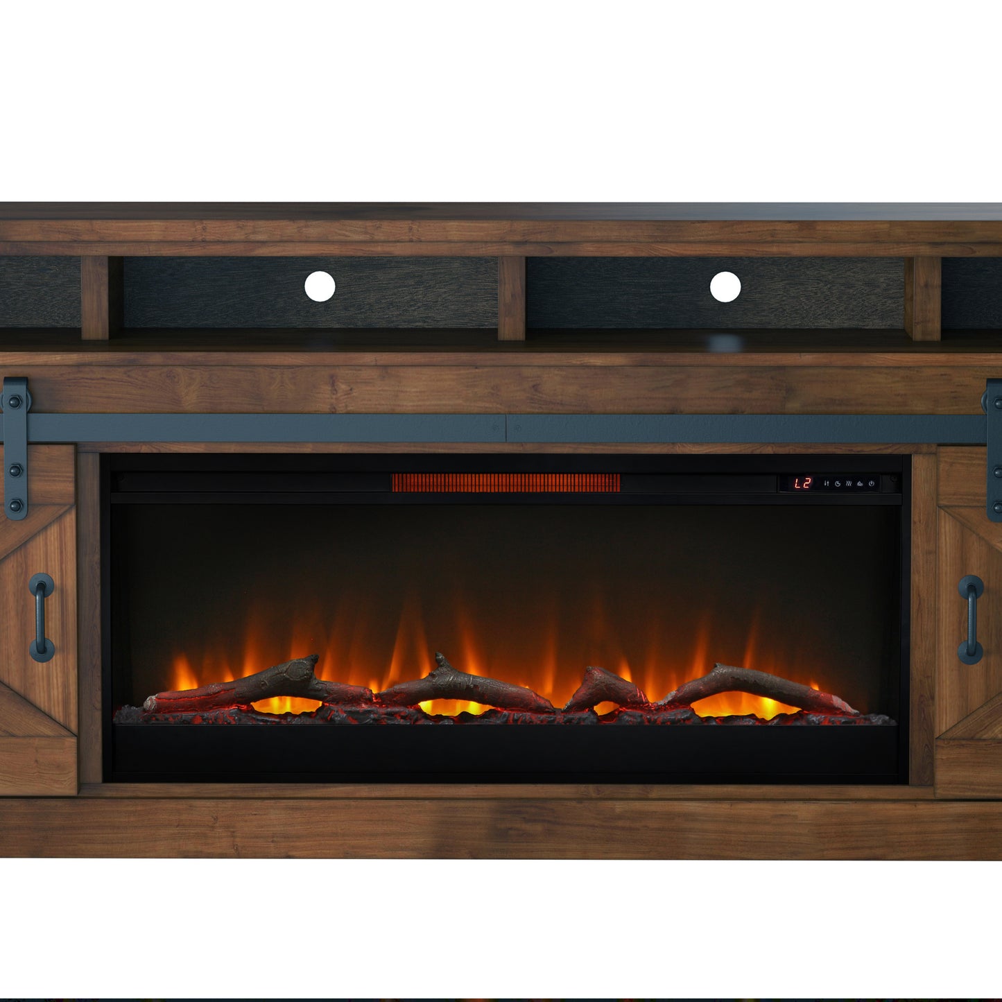 93" Farmhouse Electric Fireplace Center for TVs up to 100 inches, Minimal Assembly, Aged Whiskey Finish