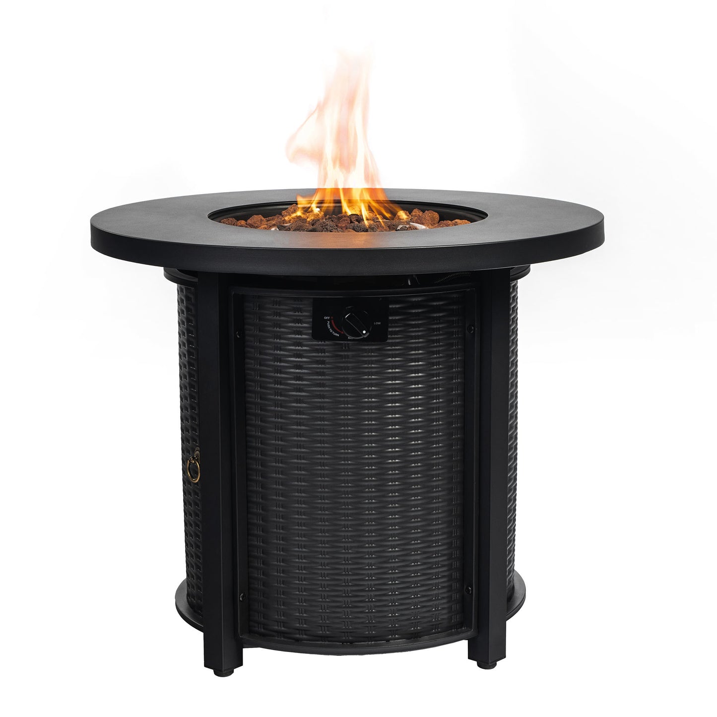 30-Inch Propane Round Fire Table, 40,000 BTU Steel Propane Fire Pit Table with Lid & Lava Rocks