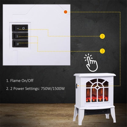 18" White Electric Fireplace Heater with Adjustable Heating Modes