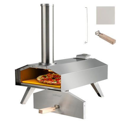 Portable Stainless Steel Outdoor Pizza Oven w/ Pizza Stone (27" x 21.5" x 25")