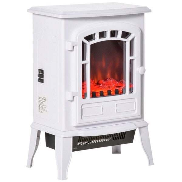 22" White Electric Fireplace Heater with Adjustable Heating Modes