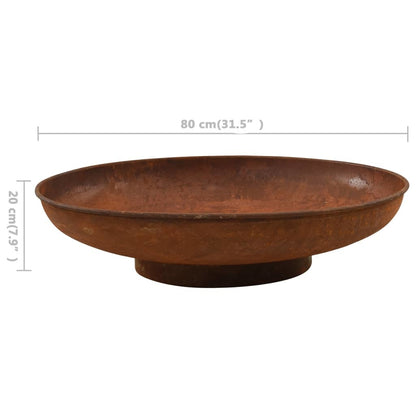 31.5" Rustic Looking Steel Fire Pit, (31.5" x 7.9"), Brown