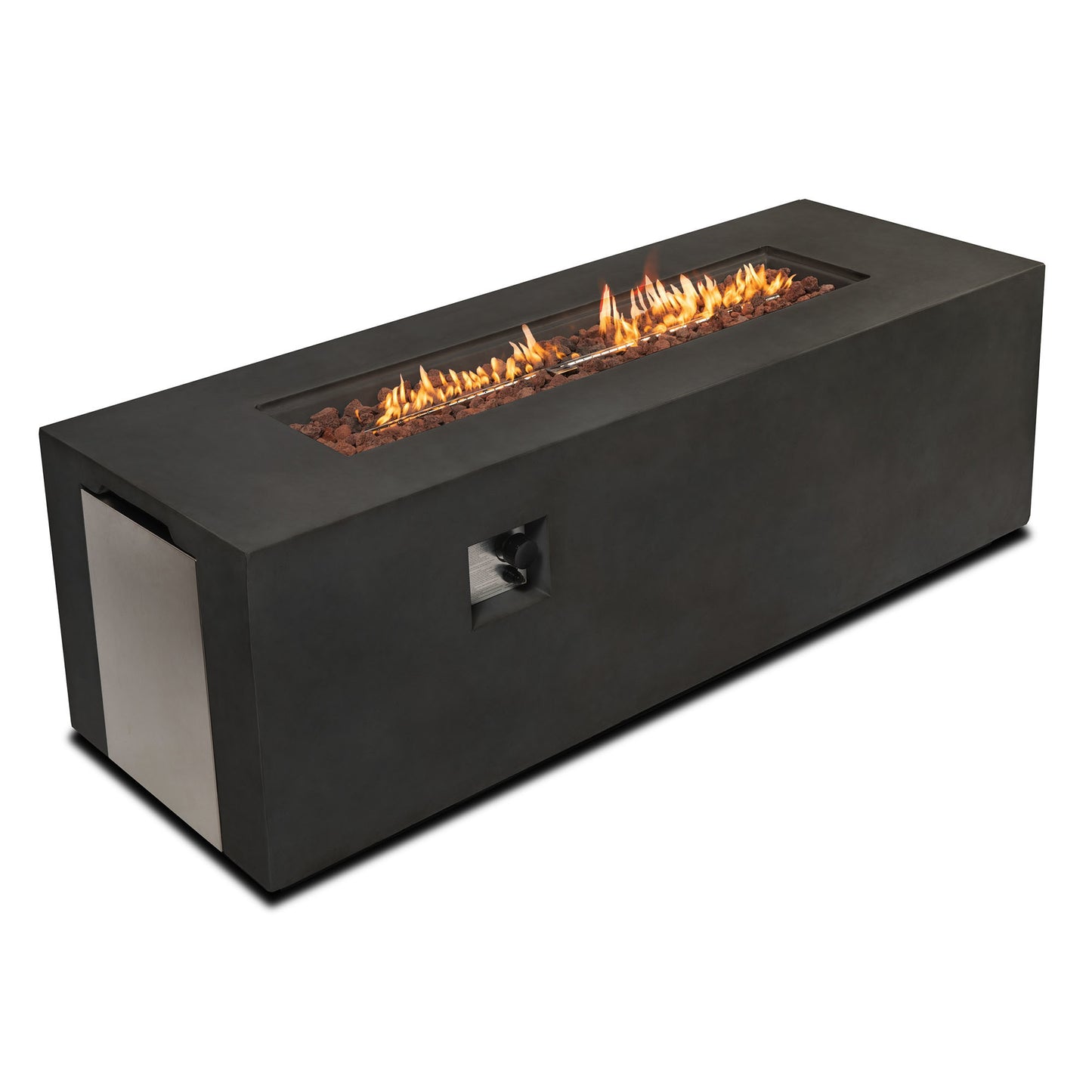 Dark Grey Concrete Fire Pit Table, 60,000 BTU Outdoor Propane Gas Fire Pit (70" W x 24" H x 23.6" D)