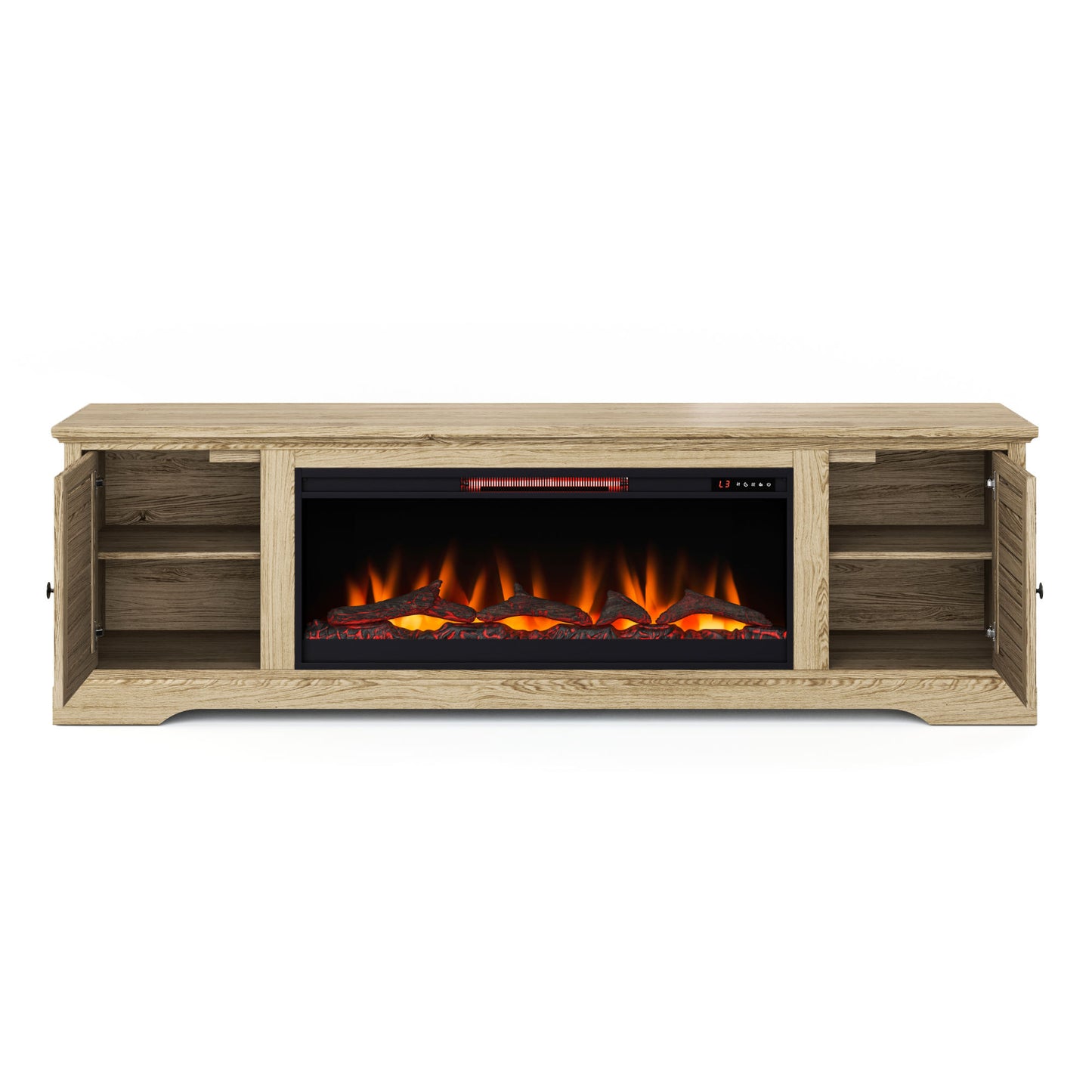 Topanga 83" Electric Fireplace Center for TV's up to 95 inches, w/ 42" Electric Fireplace, Alabaster Finish