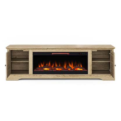 Topanga 83" Electric Fireplace Center for TV's up to 95 inches, w/ 42" Electric Fireplace, Alabaster Finish