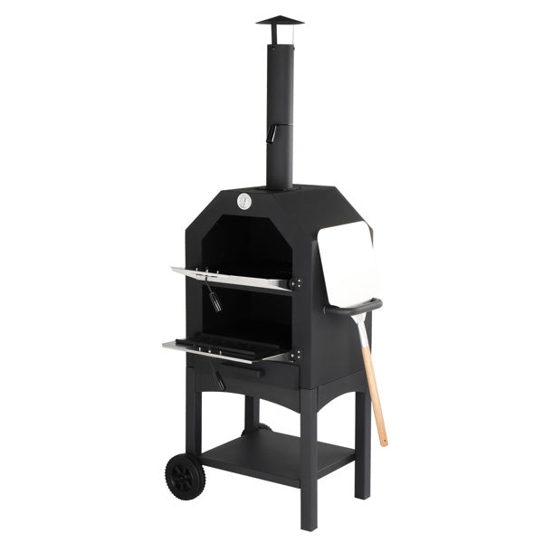 Portable Wood Fired Outdoor Pizza Oven with Stone and Cover (26" x 22.4" x 62.2")