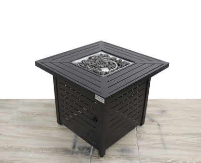 Steel Propane/Natural Gas Charcoal Gray, Square Fire Pit Table (30" W x 30" D x 25" H)