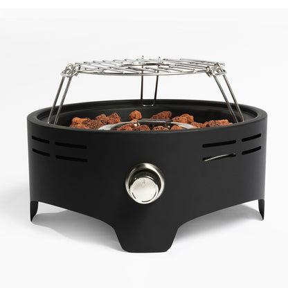 15" Portable Tabletop Cooking Fire Pit with Adjustable Flame, Black